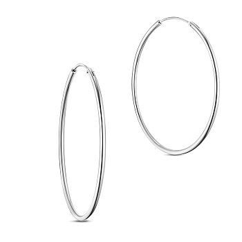 SHEGRACE 925 Sterling Silver Hoop Earrings, Silver, 40mm