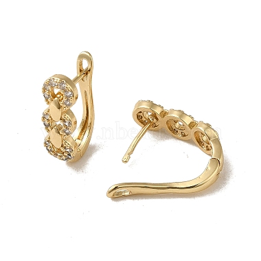 Brass Micro Pave Cubic Zirconia Hoop Earring(EJEW-L271-10KCG-02)-2