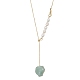 Natural Mixed Gemstone Nugget Pendant Lariat Necklace with Pearl Beaded(NJEW-JN04508)-4