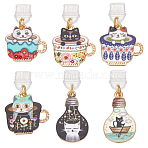 6Pcs 6 Styles PVC Mobile Dustproof Plugs, with Alloy Enamel Pendants, Mixed Color, 2.1~3.9cm, 1pc/style(PALLOY-OC00002)