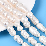 Natural Baroque Keshi Pearl Beads Strands, Nucleated Pearl, Grooved, Number 8, Creamy White, 12~32x9.5~16mm, Hole: 0.7mm, about 16~21pcs/strand, 14.96~15.75 inch(38~40cm)(PEAR-S020-O02)
