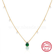 925 Sterling Silver Pendant Necklaces, Teardrop, Real 18K Gold Plated, 14.57 inch(37cm)(XX4915)