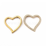 Ion Plating(IP) 304 Stainless Steel Linking Rings, with Rhinestone, Heart, Real 14K Gold Plated, 31.5x32x5mm, Inner Diameter: 20x26mm(STAS-E185-40G)