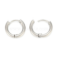 202 Stainless Steel Huggie Hoop Earrings, Hypoallergenic Earrings, with 316 Surgical Stainless Steel Pin, Ring, Stainless Steel Color, 10 Gauge, 14.5x14x2.5mm, Pin: 1mm(EJEW-O087-06F-P)