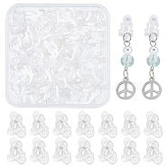 50Pcs Plastic Clip-on Earring Findings, with Horizontal Loops, White, 14x9x13mm(FIND-AR0002-71)