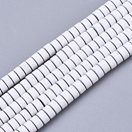 Spray Painted Non-magnetic Synthetic Hematite Beads Strands, Flat Round/Disc, White, 4x2mm, Hole: 0.9mm, about 168~170pcs/strand, 15.94 inch(40.5cm)(G-R468-04-13)
