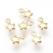 Brass Charms, Star, Nickel Free, Real 18K Gold Plated, 7x4.5x1.5mm, Hole: 1mm(KK-R058-071G)