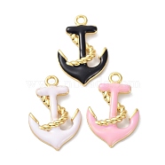 Eco-Friendly Brass Enamel Pendants, Long-Lasting Plated, Anchor, Real 18K Gold Plated, Mixed Color, 25x16x3mm, Hole: 2mm(STAS-C031-01G)