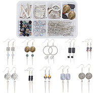 SUNNYCLUE DIY Earrings Making Kits, Including Brass Earring Hooks, Alloy Beads & Linking Rings, Natural Gemstone & Glass & Freshwater Shell Beads, Antique Silver(DIY-SC0001-19)