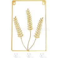 CHGCRAFT Iron Art Wall Hanging Decorations, with Plastic Hook Hanger, Rectangle with Wheat, Golden, 30x20cm, 1pc/set(DIY-CA0001-83)