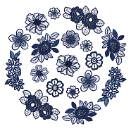 HOBBIESAY 20Pcs 10 Style Lace Polyester Embroidery Organza Ornament Accessories, Sewing Craft Decoration, Flower, Prussian Blue, 30~137x30~92x0.8~2mm, 2pcs/style(PATC-HY0001-05)