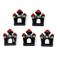 Halloween Opaque Resin Cabochons, Castle, Black, 19.5x16x6mm(RESI-T055-06)