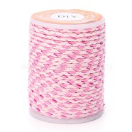 4-Ply Polycotton Cord, Handmade Macrame Cotton Rope, for String Wall Hangings Plant Hanger, DIY Craft String Knitting, Pink, 1.5mm, about 4.3 yards(4m)/roll(OCOR-Z003-D24)