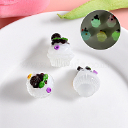 Luminous Cupcake Resin Sculpture Ornament, Glow in the Dark, for Home Desktop Decorations, White, 22x18mm(PW-WG1B6A2-02)