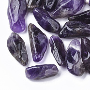 Natural Amethyst Beads, Tumbled Stone, Chip, 25~40x10~16x6~12mm, Hole: 0.6mm(G-S364-004)