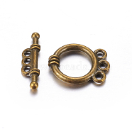 Tibetan Style Alloy Toggle Clasps, Ring, Antique Bronze, Cadmium Free & Lead Free, 18x14x3.5mm, Hole: 2mm(K0P3A071)