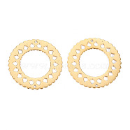 304 Stainless Steel Filigree Joiners Links, Laser Cut, Flat Round, Real 14K Gold Plated, 22x0.5mm, Hole: 0.8mm(STAS-S116-177G)
