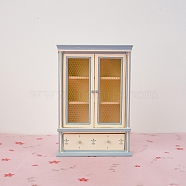 Miniature Openable Wood Bookcase Display Decorations, for Dollhouse, Rectangle, Light Blue, 40x100x150mm(MIMO-PW0001-064)