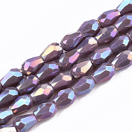 Electroplate Glass Beads Strands, AB Color Plated, Faceted Teardrop, Old Rose, 4x3mm, Hole: 0.7mm, about 98~99pcs/strand, 16.54~16.92 inch(42~43cm)(EGLA-S194-02A-A06)