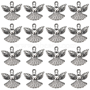 Tibetan Style Alloy Pendants, Angel, Cadmium Free & Lead Free, Antique Silver, 21x23x3.5mm, Hole: 2mm, 40pcs/box(FIND-SC0005-46)