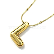 Initial Letter 304 Stainless Steel Pendant Necklaces, Real 18K Gold Plated, Letter L, 15.91 inch(40.4cm), Pendant: 19~23.5x13~19mm(NJEW-R265-05G-L)