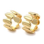 Rack Plating Brass Leaf Cuff Earrings, Non Piercing Earrings, Cadmium Free & Lead Free, Real 18K Gold Plated, 16.5x16.5x9mm(EJEW-E290-07G)