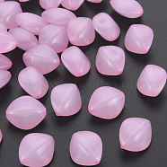 Imitation Jelly Acrylic Beads, Rhombus, Pearl Pink, 17x14.5x9.5mm, Hole: 1.6mm, about 500pcs/500g(MACR-S373-93-E10)