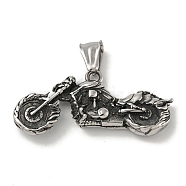 316 Surgical Stainless Steel Pendants, Motorbike Charm, Antique Silver, 19x47x8mm, Hole: 4x8mm(STAS-Z073-101AS)