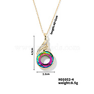 Cute and Stylish Phenix Glass Pendant Necklace, with Brass Cable Chain for Women, Perfect for Any Outfit, Medium Violet Red, 15.75 inch(40cm)+5cm(ZV1349-4)