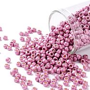 TOHO Round Seed Beads, Japanese Seed Beads, (PF553F) PermaFinish Pink Rose Metallic Matte, 8/0, 3mm, Hole: 1mm, about 222pcs/10g(X-SEED-TR08-PF0553F)