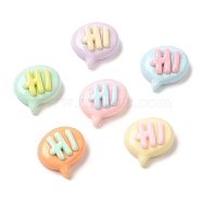 Cartoon Opaque Reisn Cabochons, for Jewelry Making, Mixed Color, Word, 11.5x13x6mm(RESI-C039-03F)