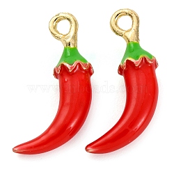 Alloy Enamel Pendants, Fruits Charms, Hot Pepper, 16x10.5x4.5mm, Hole: 1.5mm(PALLOY-S032-01A-014)