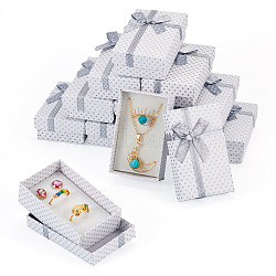 Polka Dot Print Cardboard Jewelry Gift Boxes with Bowknot, Rectangle, for Anniversaries, Weddings, Birthdays, Gainsboro, 8x5x2.5cm(CON-TAC0001-10C)