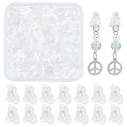 50Pcs Plastic Clip-on Earring Findings, with Horizontal Loops, White, 14x9x13mm(FIND-AR0002-71)