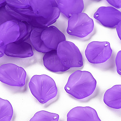 Transparent Frosted Acrylic Pendants, Petaline, Blue Violet, 16x14.5x3mm, Hole: 1.6mm(MACR-S371-02A-747)