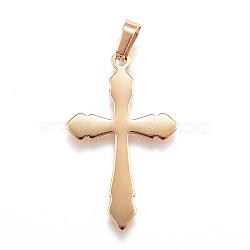 Ion Plating(IP) 304 Stainless Steel Pendants, Cross, Golden, 36.5x22x1mm, Hole: 4x8mm(STAS-G124-18G)