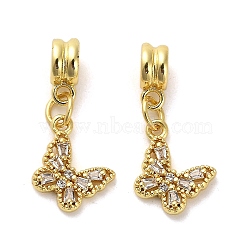 Rack Plating Brass Micro Pave Cubic Zirconia Charms, Long-Lasting Plated, Lead Free & Cadmium Free, Butterfly, Real 18K Gold Plated, 25.5mm, Hole: 3.5mm(KK-S398-04C)