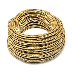 Leather Braided Cord, Gold, 3mm, about 54.68 yards(50m)/bundle(WL-Q005-3mm-65)