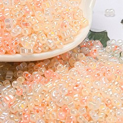 Ceylon Glass Seed Beads, Peanut, Bisque, 4~4.5x2~2.5x2~2.5mm, Hole: 0.8~0.9mm, about 10000pcs/pound(SEED-K009-02B-41)