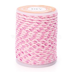 4-Ply Polycotton Cord Metallic Cord, Handmade Macrame Cotton Rope, for String Wall Hangings Plant Hanger, DIY Craft String Knitting, Pink, 1.5mm, about 4.3 yards(4m)/roll(OCOR-Z003-D24)