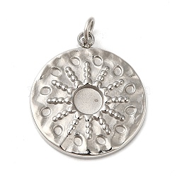 304 Stainless Steel Pendant Cabochon Settings, Flat Round, Stainless Steel Color, Tray: 3.8mm, 18x16x1.9mm, Hole: 2.7mm(STAS-K263-45P)