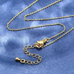 Brass Cable Chain Necklaces Making, with Lobster Claw Clasp, Real 18K Gold Plated, 17.52x0.06 inch(44.5x0.14cm)(MAK-P011-01G)