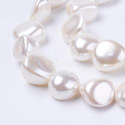 Shell Pearl Beads Strands, White, 13~17x12~16x8~10mm, Hole: 1mm, about 26pcs/strand, 15.5 inch(BSHE-L035-F01)