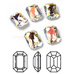 Light AB Style Glass Rhinestone Cabochons, Flat Back & Back Plated, Rectangle, Light Crystal AB, 8x6x4mm(RGLA-J018-A-001LA)