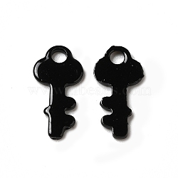 Spray Painted 201 Stainless Steel Charms, Key Charm, Black, 13x6.5x1mm, Hole: 1.5mm(STAS-I672-05B)
