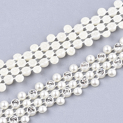 ABS Plastic Imitation Pearl Beaded Trim Garland Strand, Great for Door Curtain, Wedding Decoration DIY Material, with Rhinestone, Creamy White, 15x3mm, 10yards/roll(AJEW-S073-09)