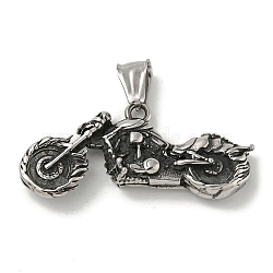 316 Surgical Stainless Steel Pendants, Motorbike Charm, Antique Silver, 19x47x8mm, Hole: 4x8mm(STAS-Z073-101AS)