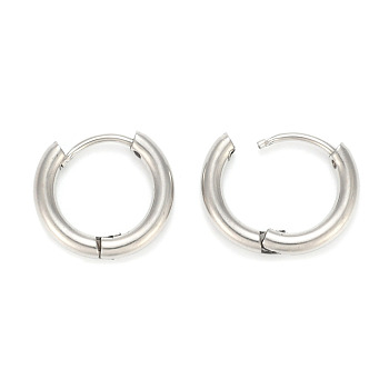 202 Stainless Steel Huggie Hoop Earrings, Hypoallergenic Earrings, with 316 Surgical Stainless Steel Pin, Ring, Stainless Steel Color, 10 Gauge, 14.5x14x2.5mm, Pin: 1mm