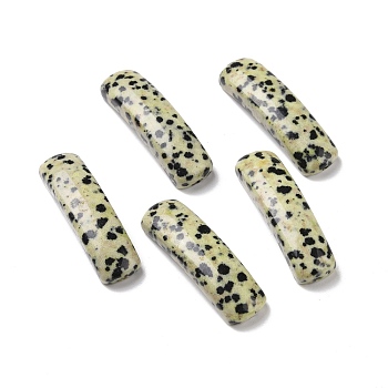 Natural Dalmatian Jasper Connector Charms, Curved Tube, Arch, 36~37x10.5~11x5.5~6mm, Hole: 1.2mm