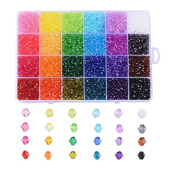 Transparent Acrylic Beads, Bicone, Mixed Color, 4x4mm, Hole: 1.5mm, about 7896pcs/box